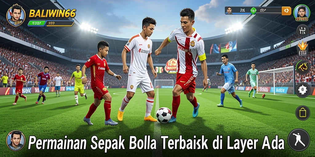 Screenshot gameplay BALIWIN66 yang menampilkan aksi sepak bola yang seru.