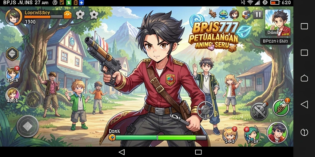 Tampilan screenshot gameplay dengan aksi karakter anime yang seru.
