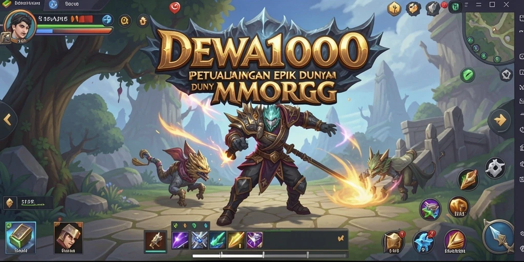 Screenshot DEWA1000 menampilkan aksi seru dalam dunia MMORPG.