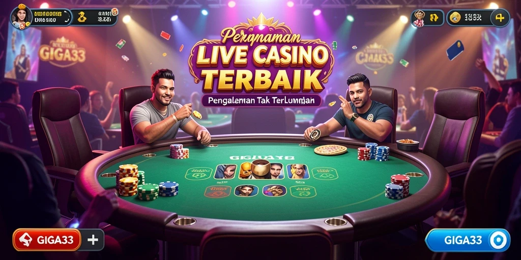 Screenshot GIGA33 menampilkan dealer langsung yang ramah dalam permainan Live Casino.