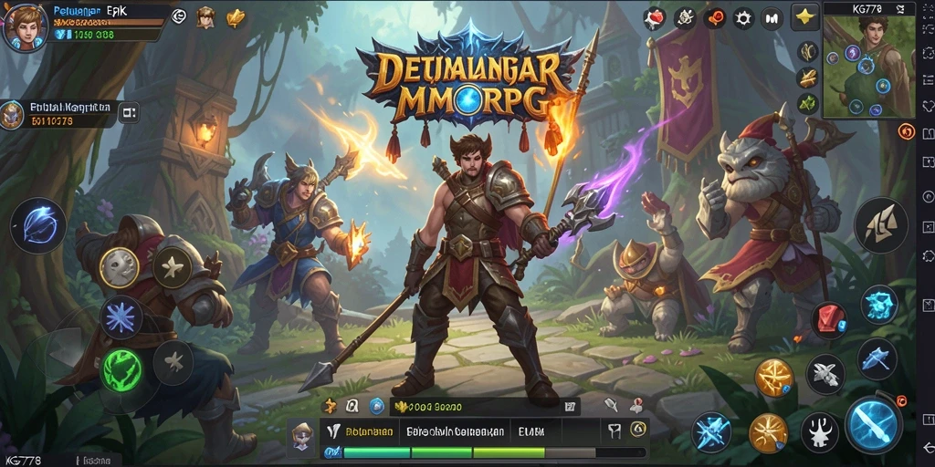 Tangkapan layar gameplay epik dari KG778 MMORPG yang menampilkan pertarungan seru.