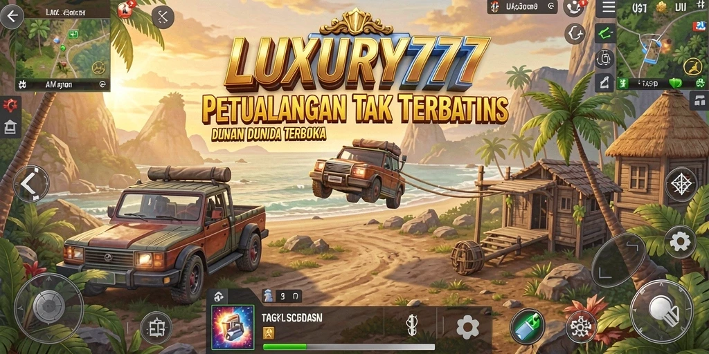 Screenshot gameplay LUXURY777 menampilkan petualangan epik di dunia terbuka.