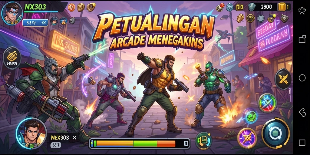 Tampilan gameplay seru di NX303 dengan karakter dan level menantang.