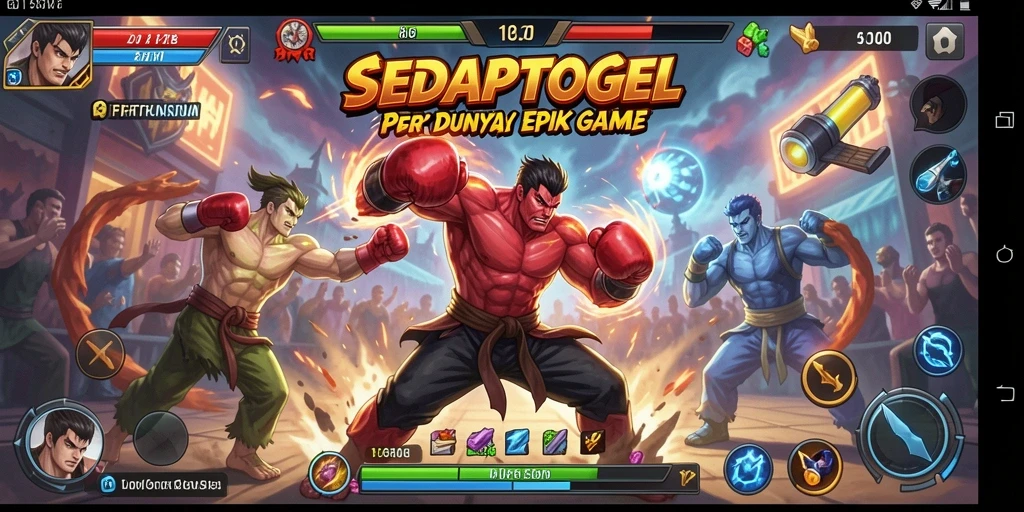 Gameplay SEDAPTOGEL menampilkan pertarungan yang mendebarkan dan karakter yang beragam.