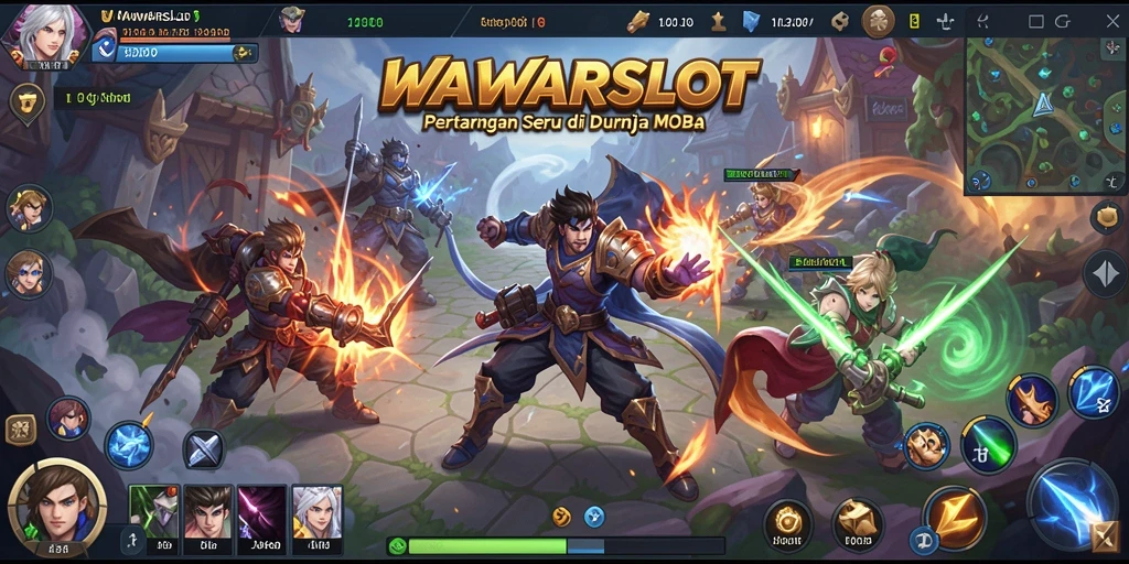 Tampilan seru pertarungan gameplay MOBA di WAWARSLOT.