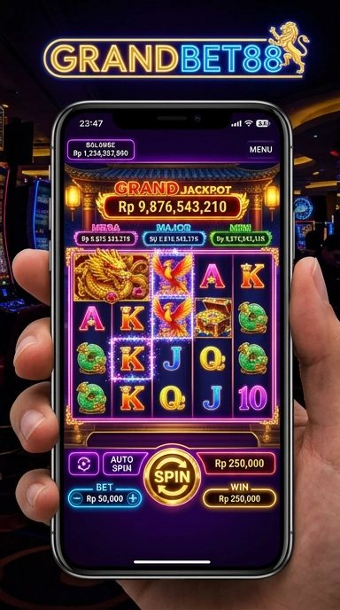 Tampilan utama aplikasi grandbet88 dengan beragam pilihan permainan.